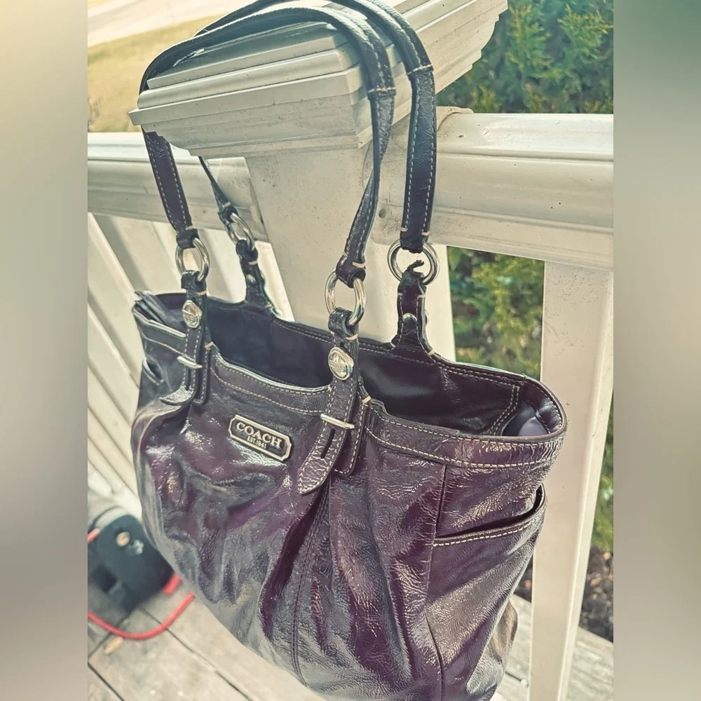 Coach Patent Leather Plum Bag